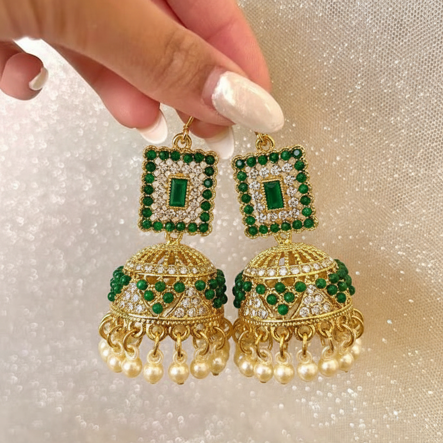 Green Bloom Jhumka