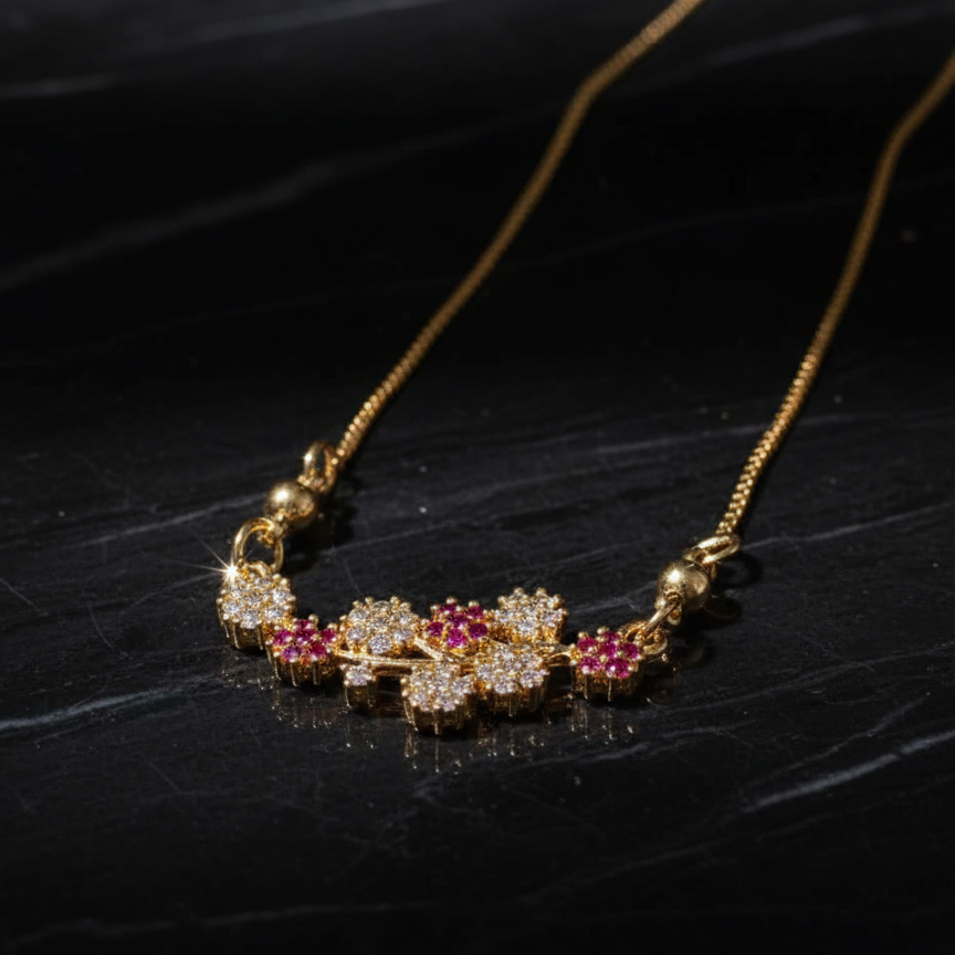Gold necklace with gemstones
